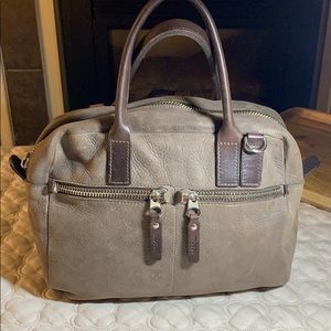 MO851 Brown leather handbag. Made in Canada.